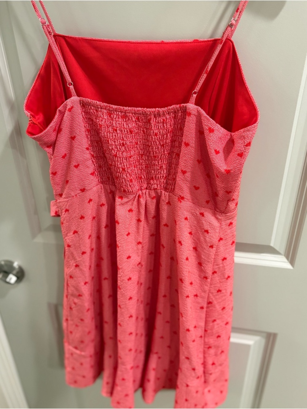 Altar'd State Red Hearts Gingham Mini Dress Coquette Soft Girl Women’s L - Picture 8 of 13